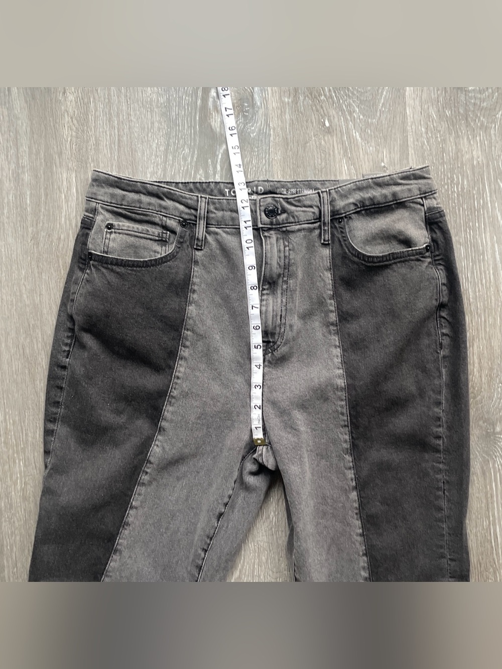Torrid High-Rise Straight Colorblock Jeans NWT Black & Gray Two-Tone Denim - Picture 5 of 8